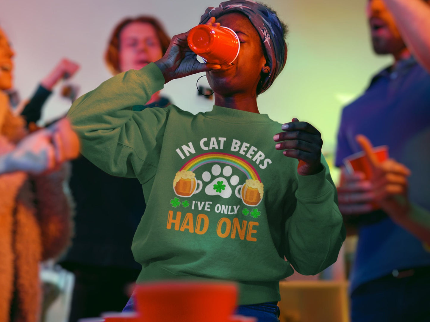 Funny Cat Shirt for Beer Lovers, St. Patricks Day Gift, In Cat Beers Ive Only Had One,  Unisex Crewneck