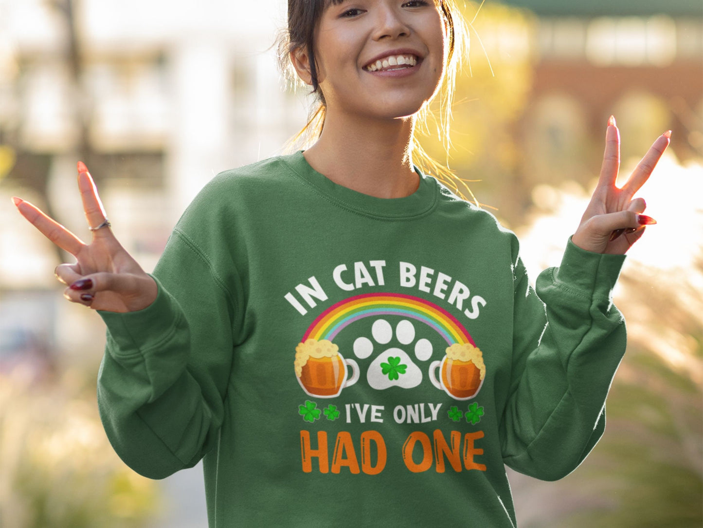 Funny Cat Shirt for Beer Lovers, St. Patricks Day Gift, In Cat Beers Ive Only Had One,  Unisex Crewneck