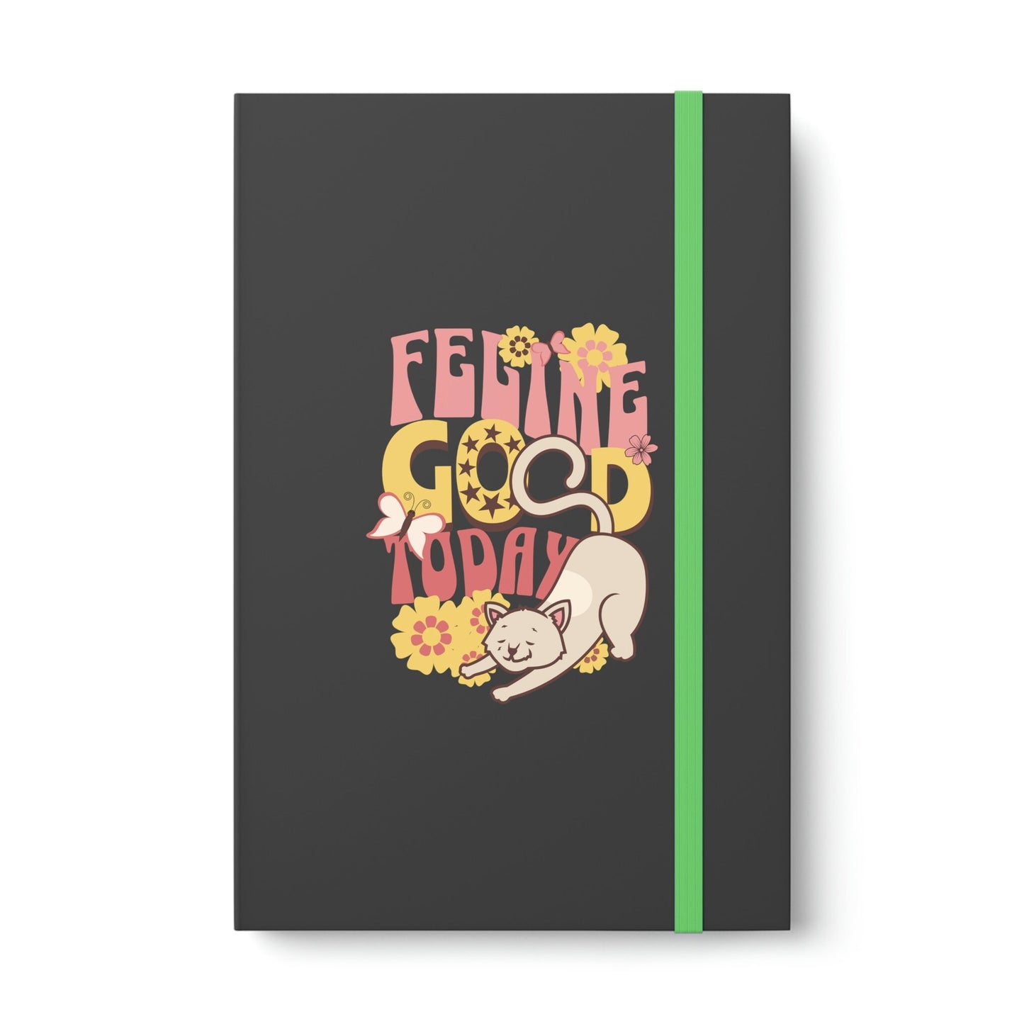 Color Contrast Notebook for Cat Lovers, Feline Good Today, Cute Retro Style Ruled Cat Journal, Cat Book, Cat Mom Gift