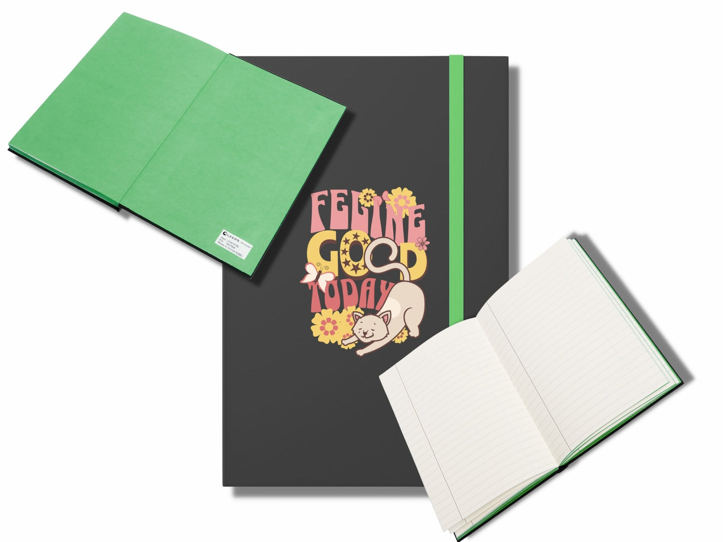 Color Contrast Notebook for Cat Lovers, Feline Good Today, Cute Retro Style Ruled Cat Journal, Cat Book, Cat Mom Gift