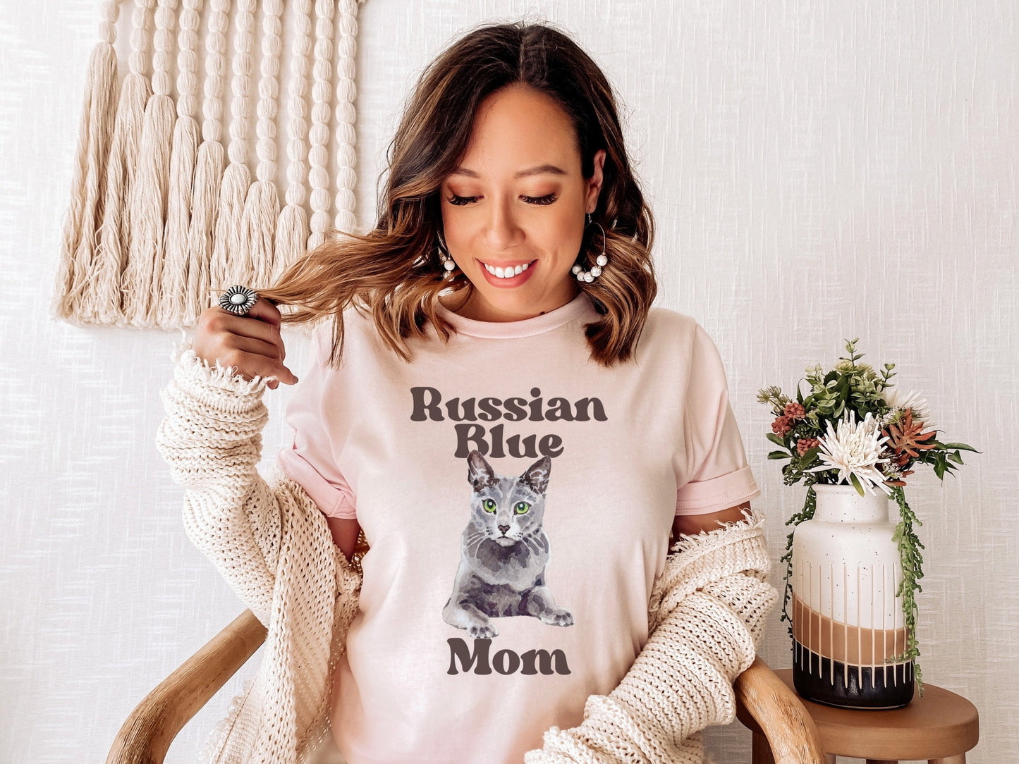 Cat Mom Shirt, Gift for Russian Blue Cat Owner, Cat Mom Tee, Cat Present, Mother's Day Gift
