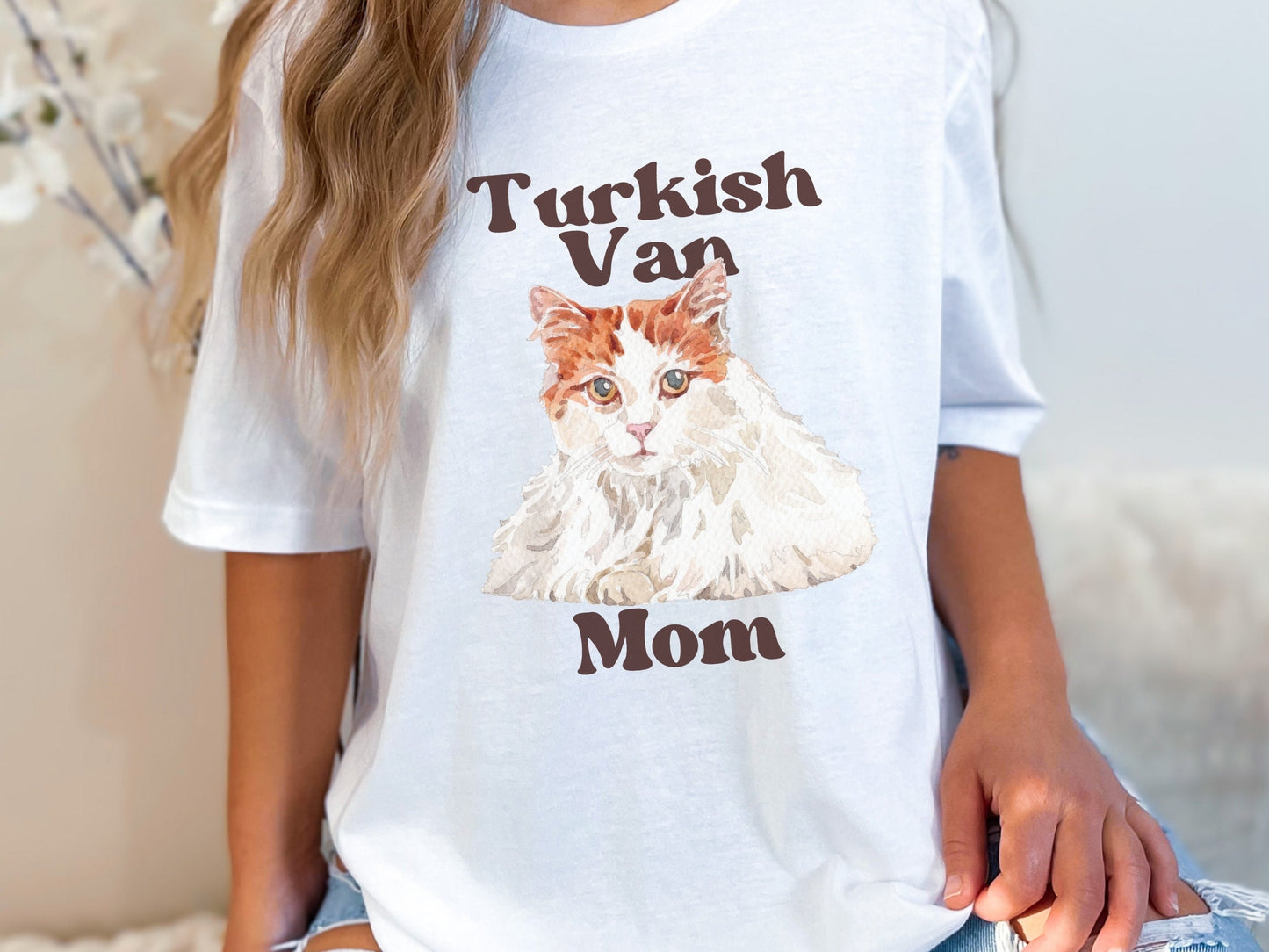 Cute Cat Mom Tee, Turkish Van Cat Top, Gift for Turkish Van Cat Owner, Specialty Cat Breed Shirt, Turkish Van Cat Mom T-Shirt