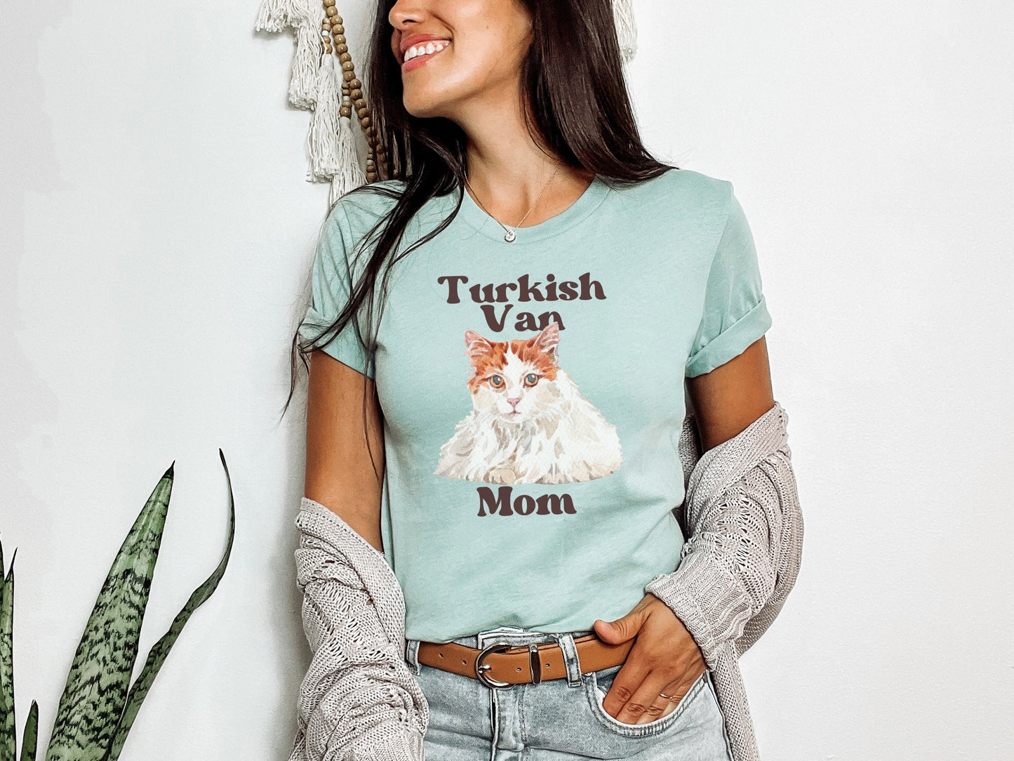 Cute Cat Mom Tee, Turkish Van Cat Top, Gift for Turkish Van Cat Owner, Specialty Cat Breed Shirt, Turkish Van Cat Mom T-Shirt