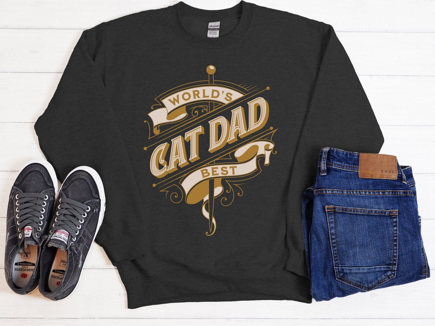 World's Best Cat Dad, Cat Dad Sweatshirt, Golden Omate Style Shirt, Father's Day Gift for Cat Dad, Gift for Cat Lover