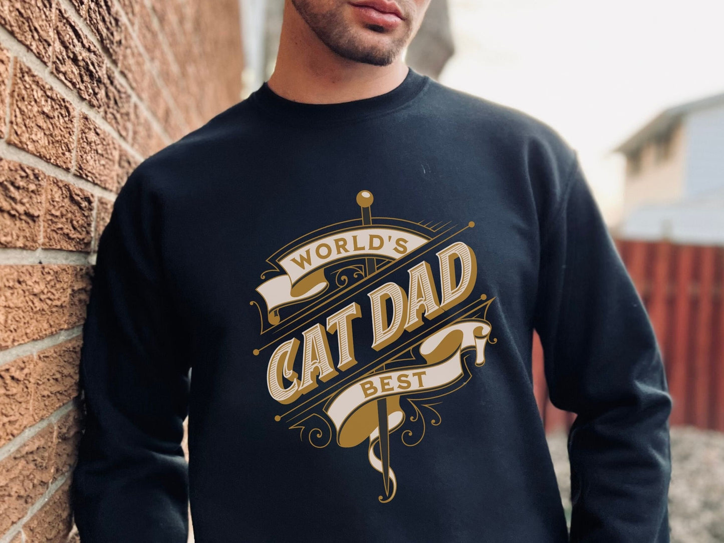 World's Best Cat Dad, Cat Dad Sweatshirt, Golden Omate Style Shirt, Father's Day Gift for Cat Dad, Gift for Cat Lover