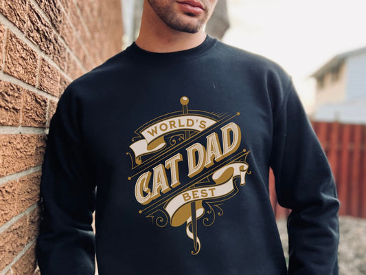 World's Best Cat Dad, Cat Dad Sweatshirt, Golden Omate Style Shirt, Father's Day Gift for Cat Dad, Gift for Cat Lover
