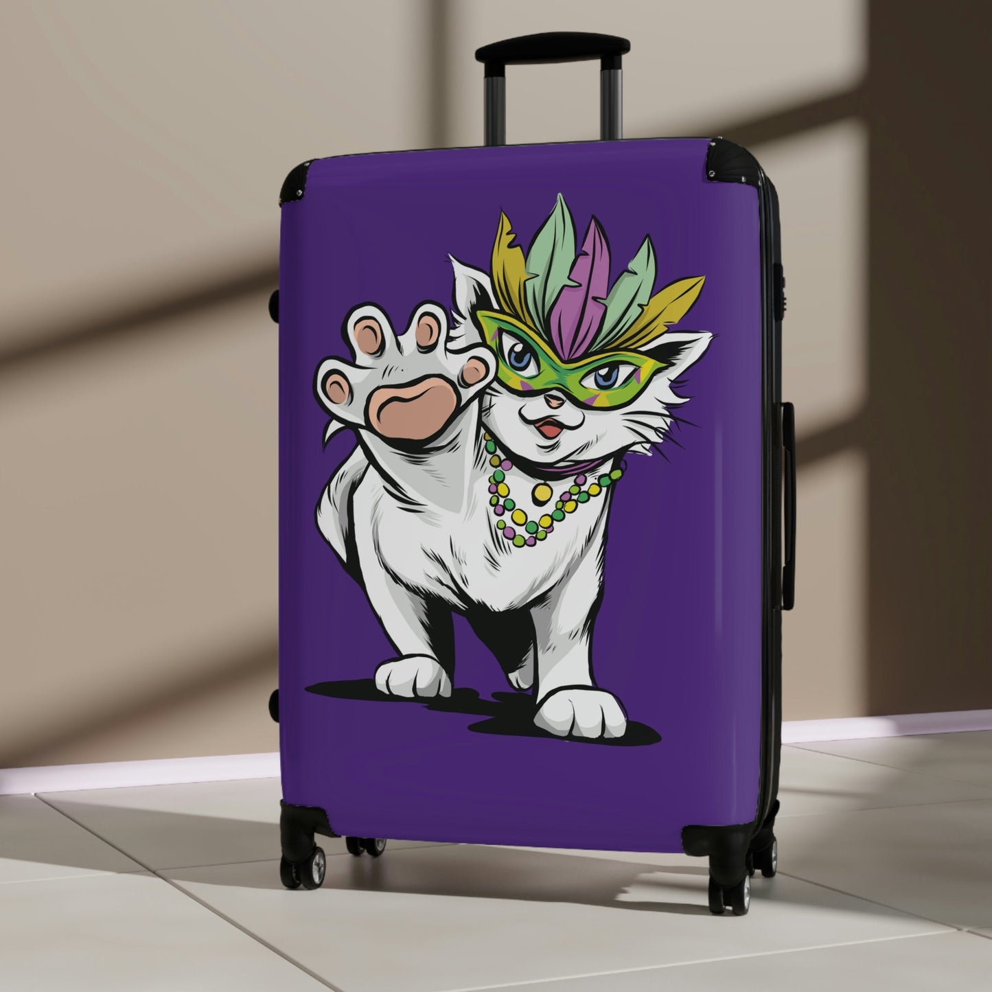 Cute Cat Suitcase for Cat Lovers Mardi Gras Party Cat Gift