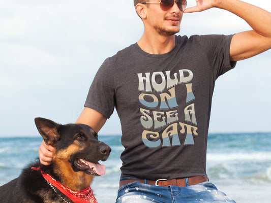 Cat Lover Tee, Hold On I See A Cat, Groovy Cat Shirt for Men, Easily Distracted By Cats, Loves Cats Tshirt, Cat Lover Gifts, Cat Mom Gift