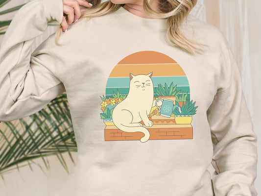 Cat Watering Plants Sweatshirt, Plant Lady Gift, Shirt for Plant Lover, Cat Lover, Gardener, Succulent Enthusiast, Plant Lover Gift Shirt