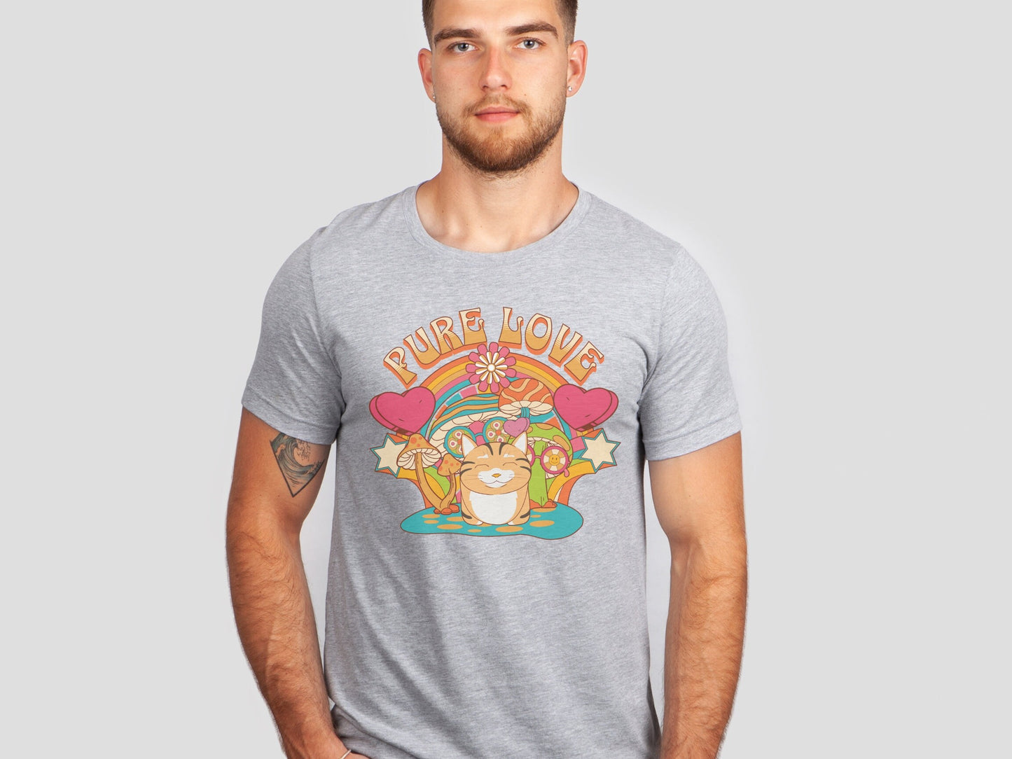 Groovy Valentine Day Cat Shirt, My Cat is My Valentine, Psychedelic Mushroom Cat, Gift for Cat Lovers, Funny Cat Mom Tee