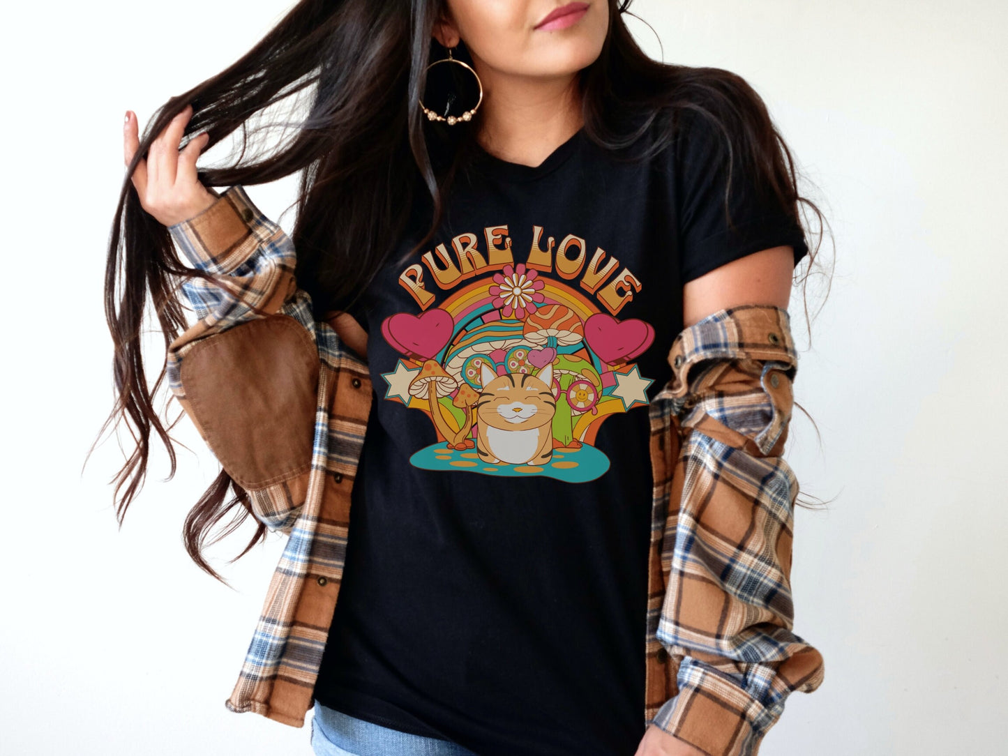 Groovy Valentine Day Cat Shirt, My Cat is My Valentine, Psychedelic Mushroom Cat, Gift for Cat Lovers, Funny Cat Mom Tee