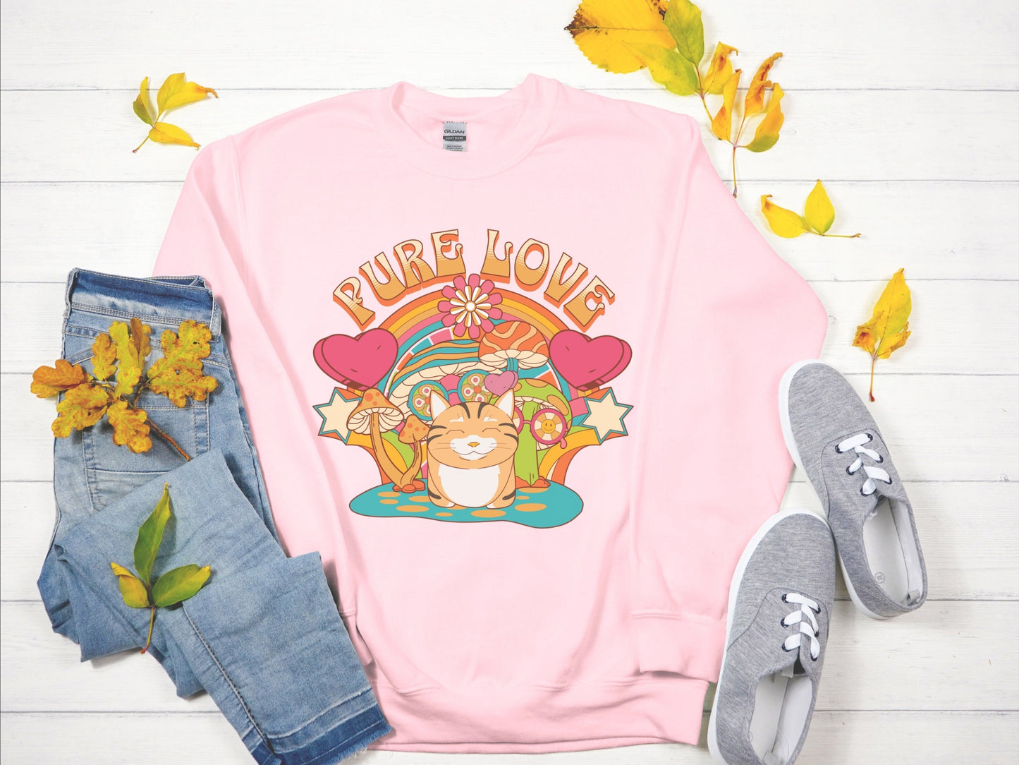 Groovy Valentine Day Cat Sweatshirt, My Cat is My Valentine, Psychedelic Mushroom Cat, Gift for Cat Lovers, Funny Cat Mom Top