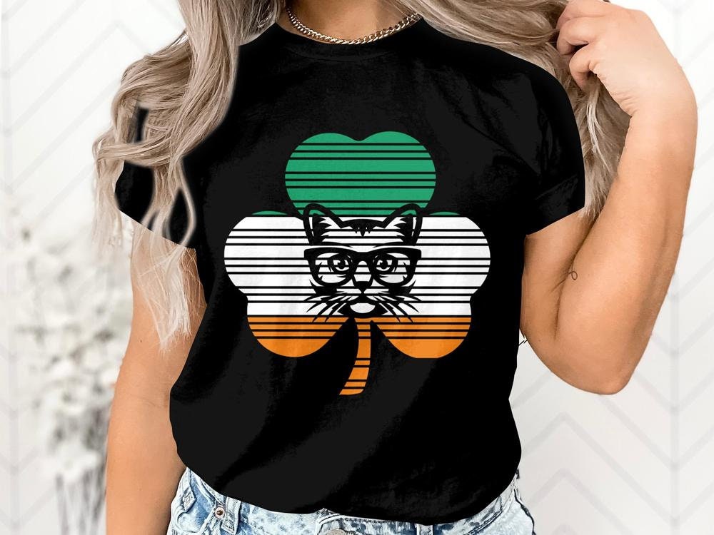 Funny Irish Flag T-Shirt for Cat Lovers, St. Patricks Day Cat Tee, Funny Cat Shirt, Steampunk Cat