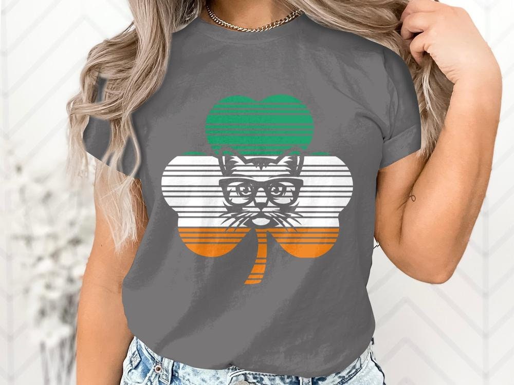Funny Irish Flag T-Shirt for Cat Lovers, St. Patricks Day Cat Tee, Funny Cat Shirt, Steampunk Cat
