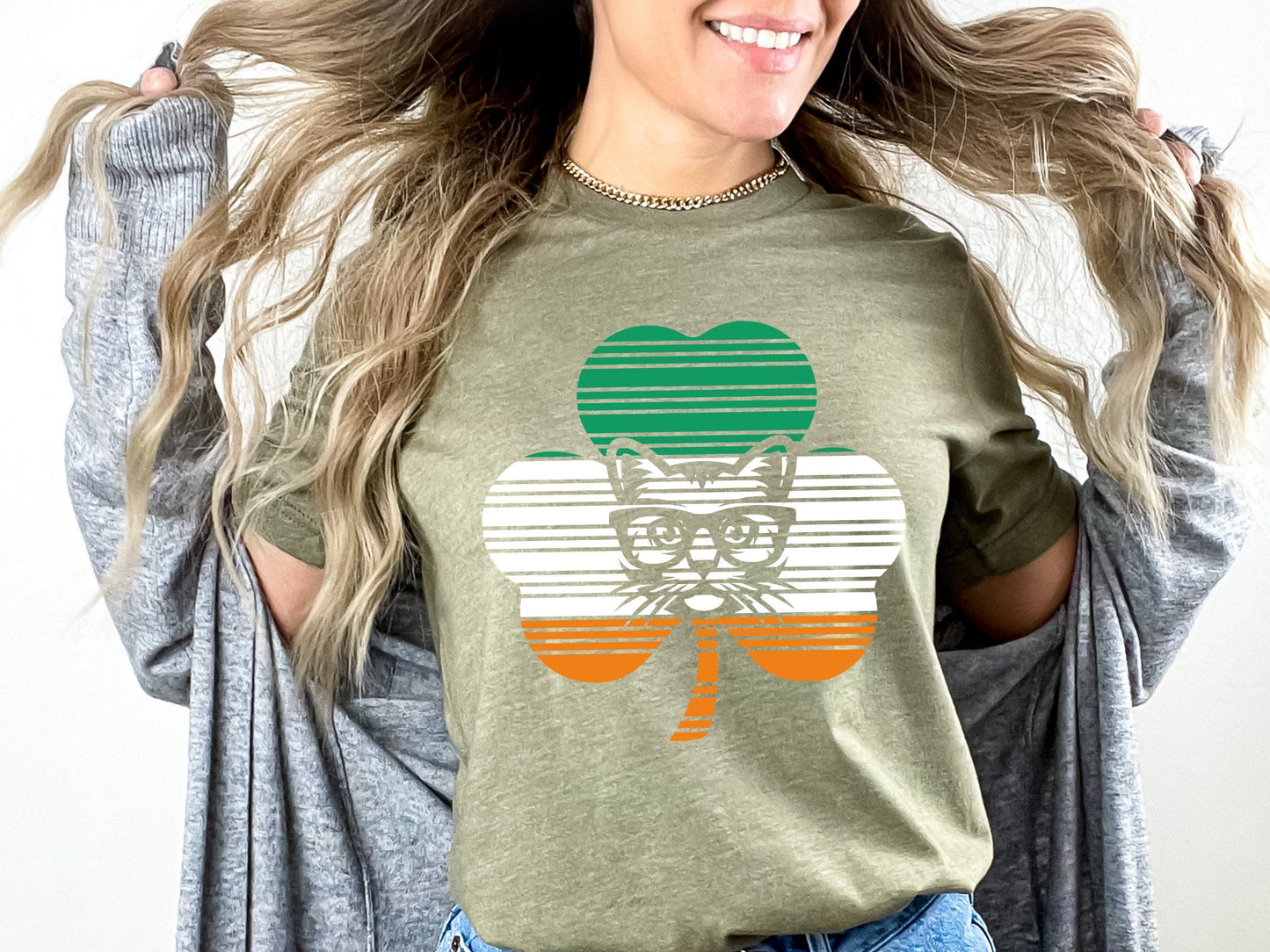 Funny Irish Flag T-Shirt for Cat Lovers, St. Patricks Day Cat Tee, Funny Cat Shirt, Steampunk Cat