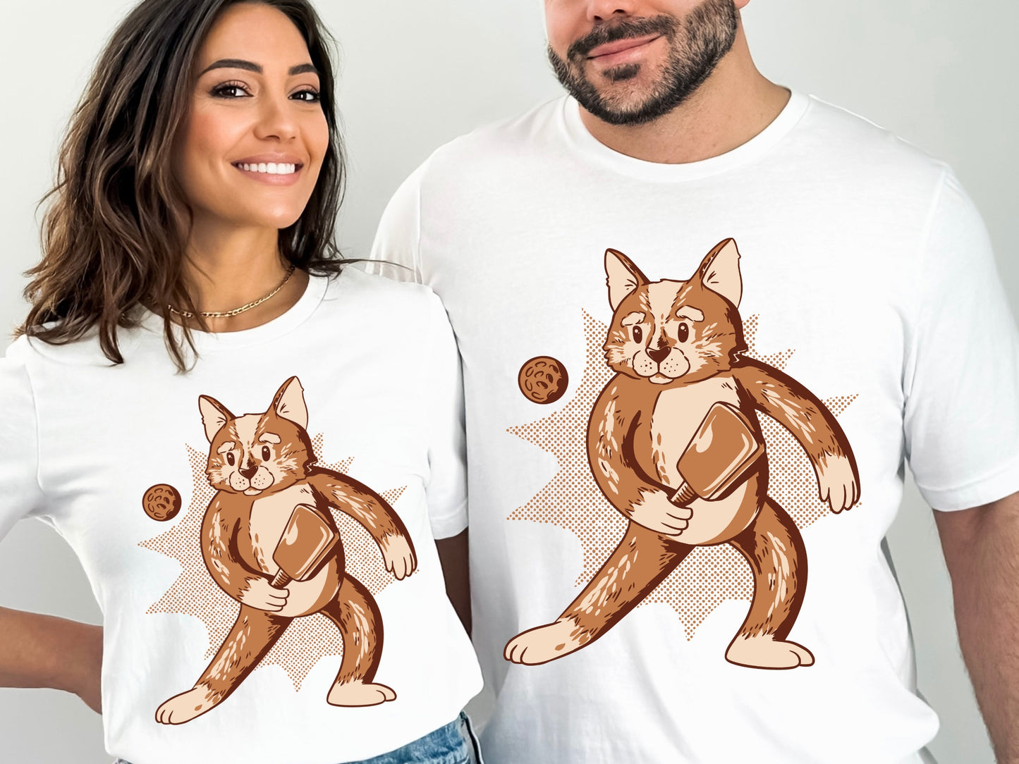 Funny Cat Shirt Pickle Ball Cat Playing Pickleball Gift for Cat Lover Kitty Present Tee