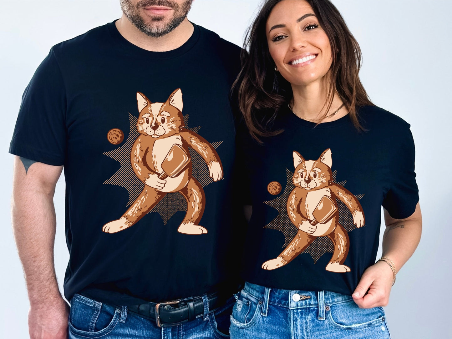 Funny Cat Shirt Pickle Ball Cat Playing Pickleball Gift for Cat Lover Kitty Present Tee