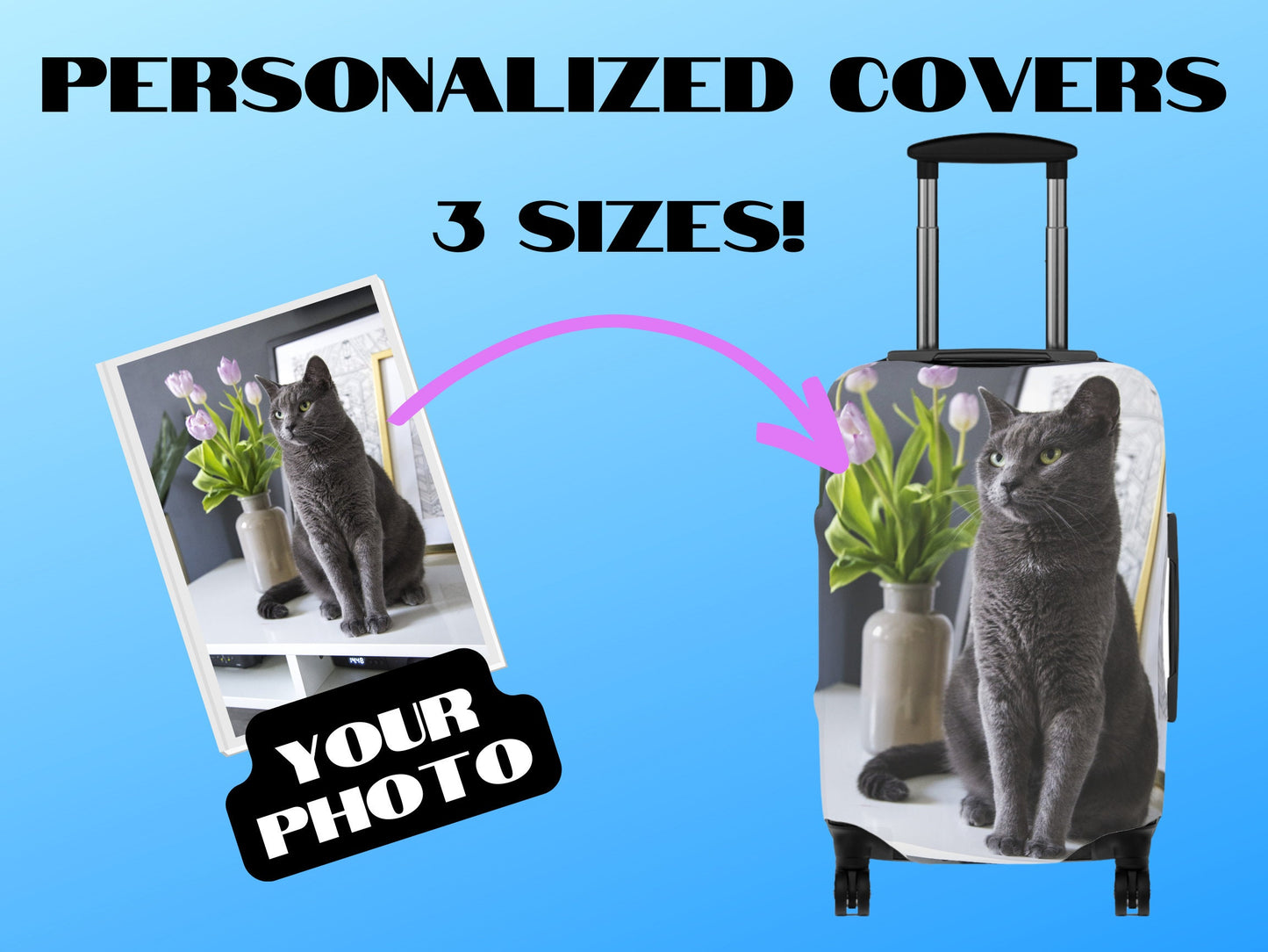 Personalized Pet Photo Luggage Cover Custom Gift for Cat Dog Family Suitcase Cover Luggage Protector Wrap