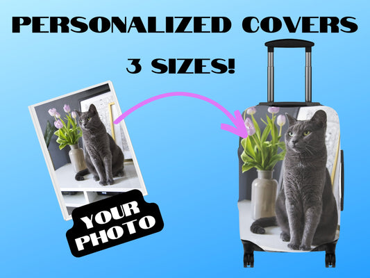 Personalized Pet Photo Luggage Cover Custom Gift for Cat Dog Family Suitcase Cover Luggage Protector Wrap