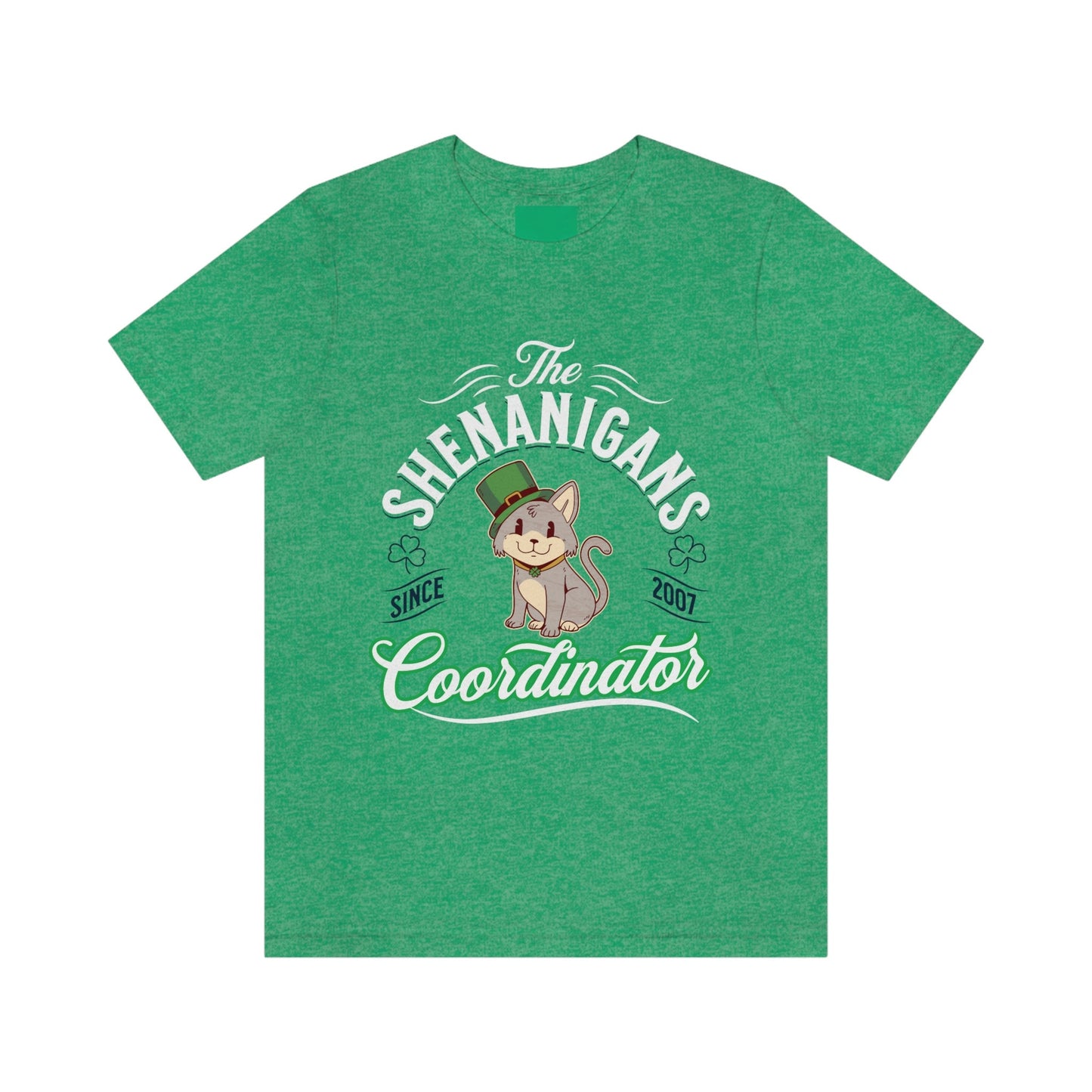 Funny Irish Cat T-Shirt for Cat Lovers, Shenanigans, St. Patricks Day Cat Tee, Funny Cat Shirt, Cat Wearing Green Top Hat