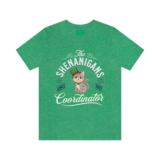 Funny Irish Cat T-Shirt for Cat Lovers, Shenanigans, St. Patricks Day Cat Tee, Funny Cat Shirt, Cat Wearing Green Top Hat