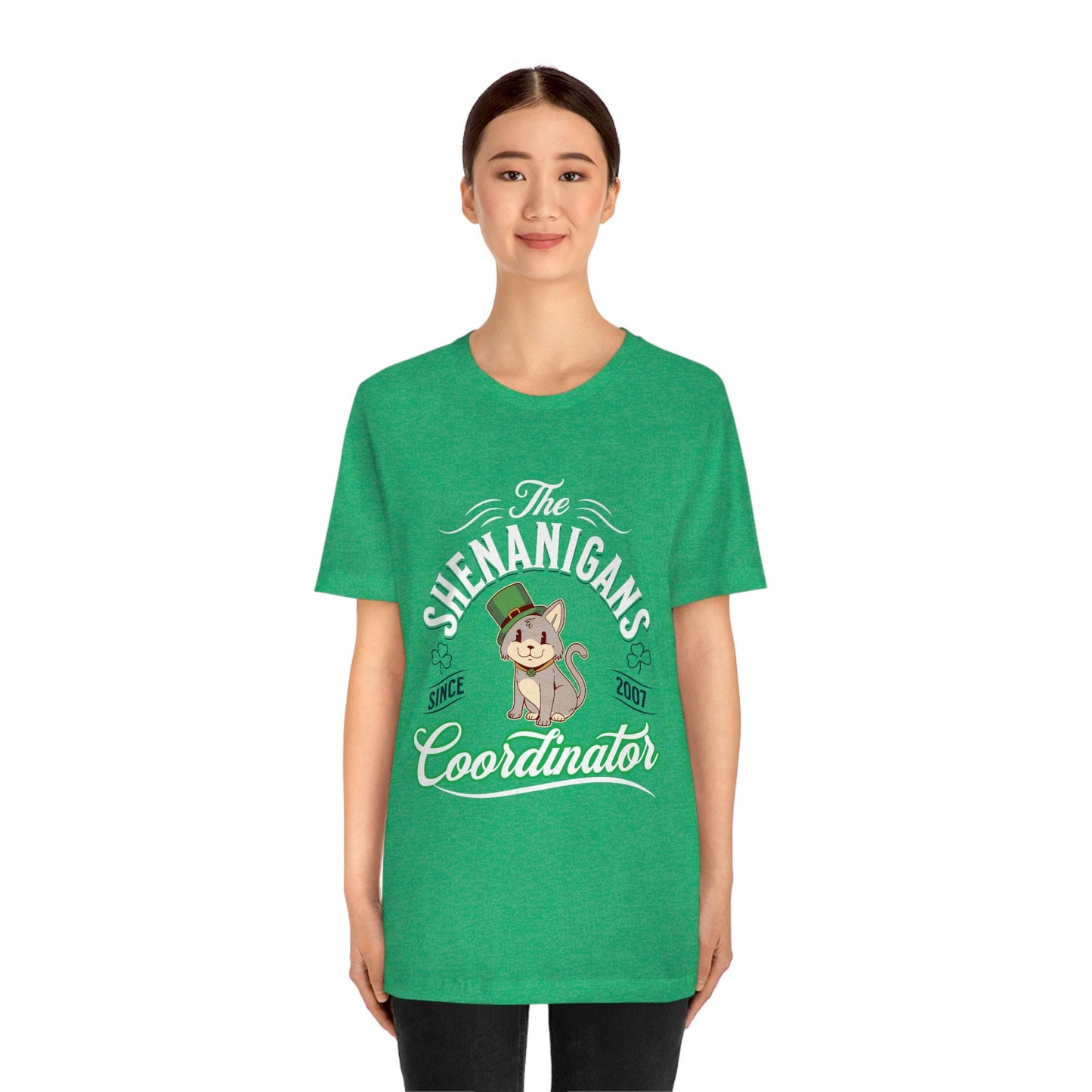 Funny Irish Cat T-Shirt for Cat Lovers, Shenanigans, St. Patricks Day Cat Tee, Funny Cat Shirt, Cat Wearing Green Top Hat