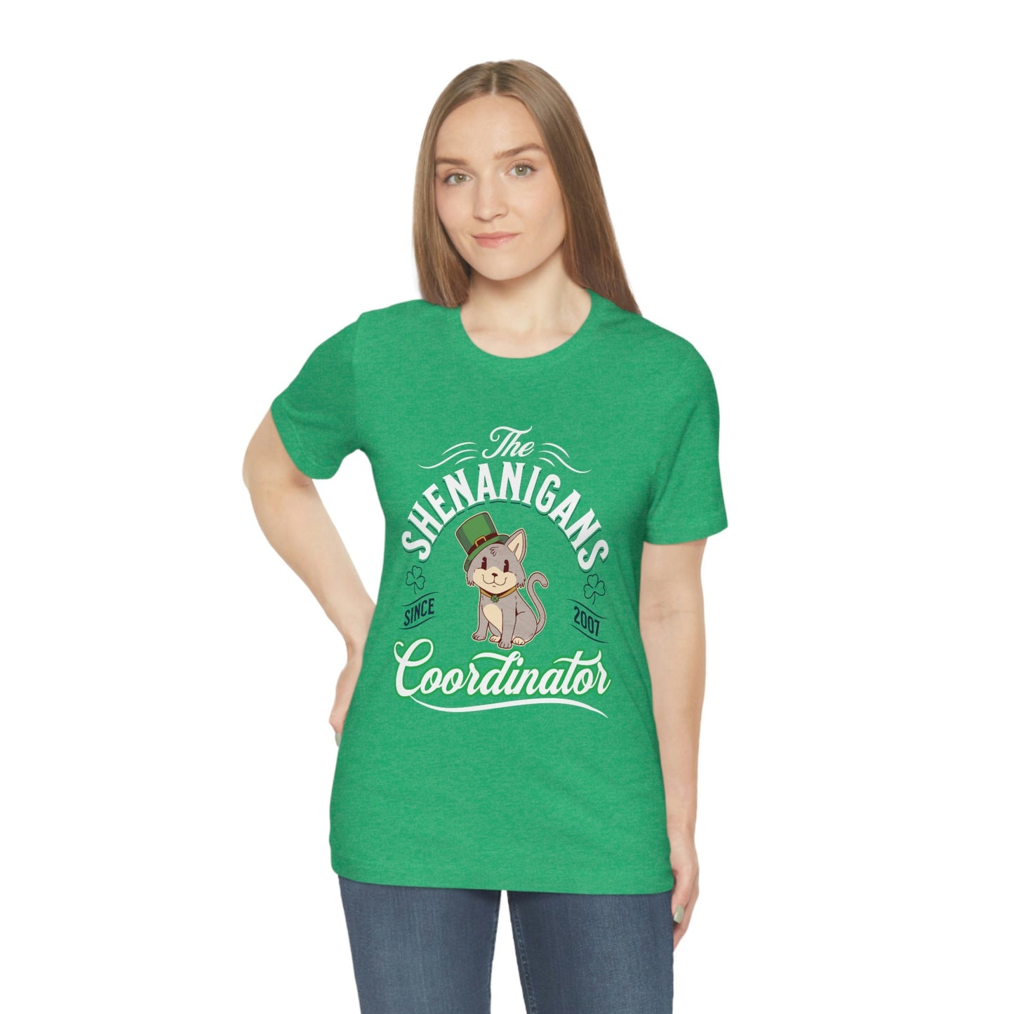 Funny Irish Cat T-Shirt for Cat Lovers, Shenanigans, St. Patricks Day Cat Tee, Funny Cat Shirt, Cat Wearing Green Top Hat