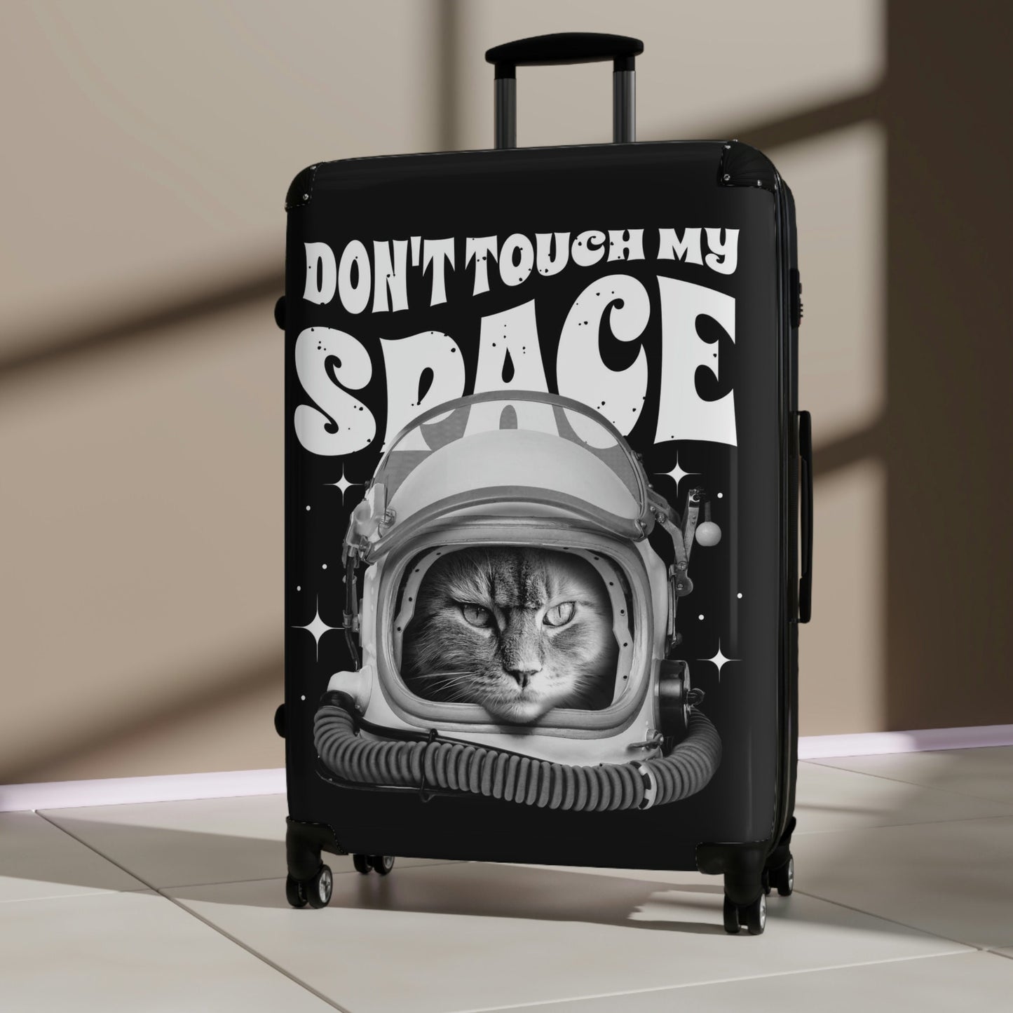 Space Cat Suitcase, Outer Space Cat Design Luggage, Hard Shell Travel Essential Case, Carry on Cabin Suitcase