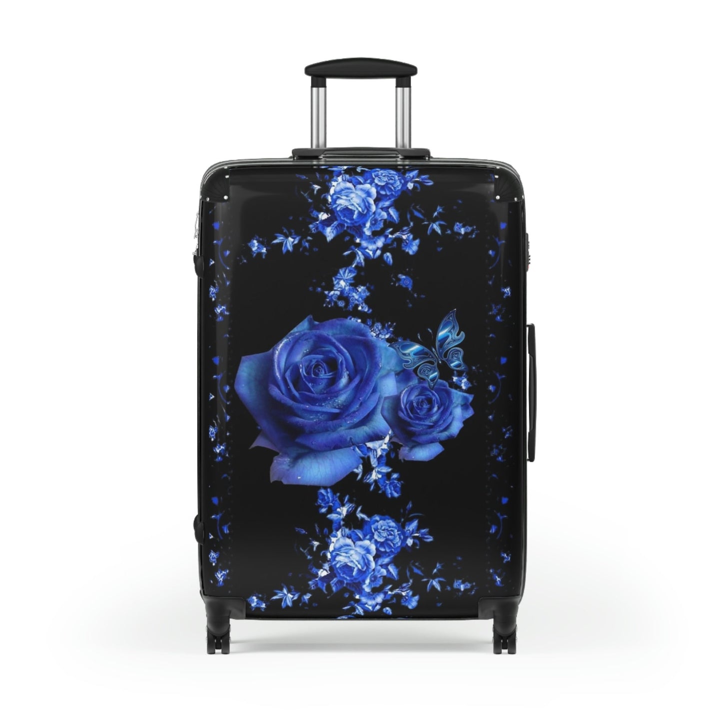 Custom Personalized Suitcase (Blue Roses Example) - Personalized in Any Way You'd Like - 3 Sizes