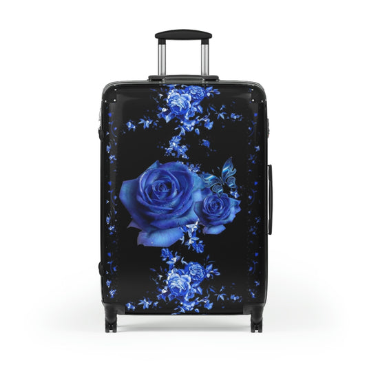 Custom Personalized Suitcase (Blue Roses Example) - Personalized in Any Way You'd Like - 3 Sizes