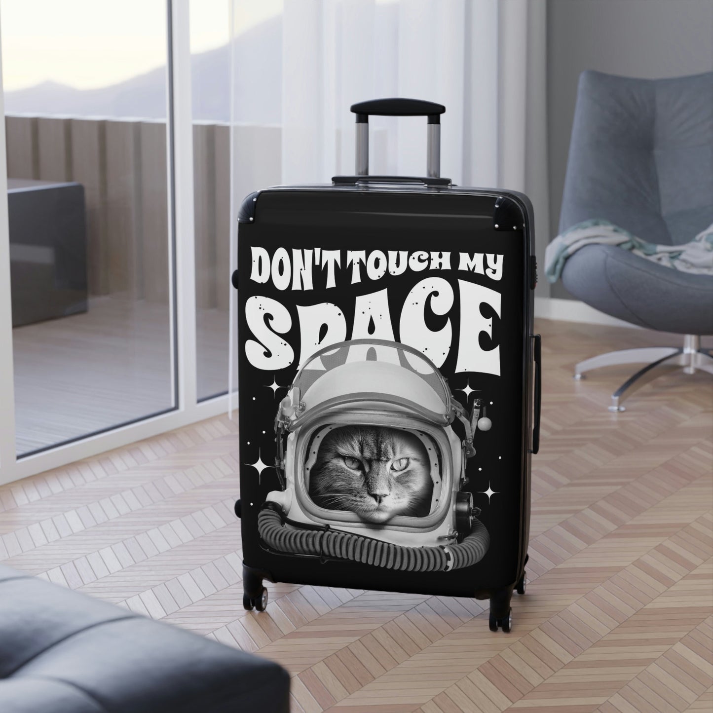 Space Cat Suitcase, Outer Space Cat Design Luggage, Hard Shell Travel Essential Case, Carry on Cabin Suitcase