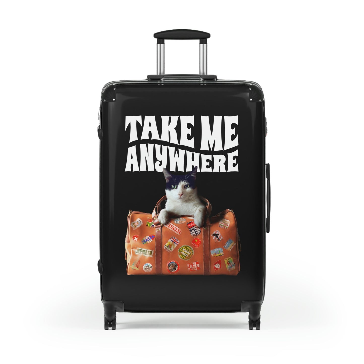 Traveling Tuxedo Cat Suitcase, Carry On Luggage, Full Size Luggage, Cabin Bag, Custom Luggage, Unique Travel Bag, Cat Lover Gift Suitcases