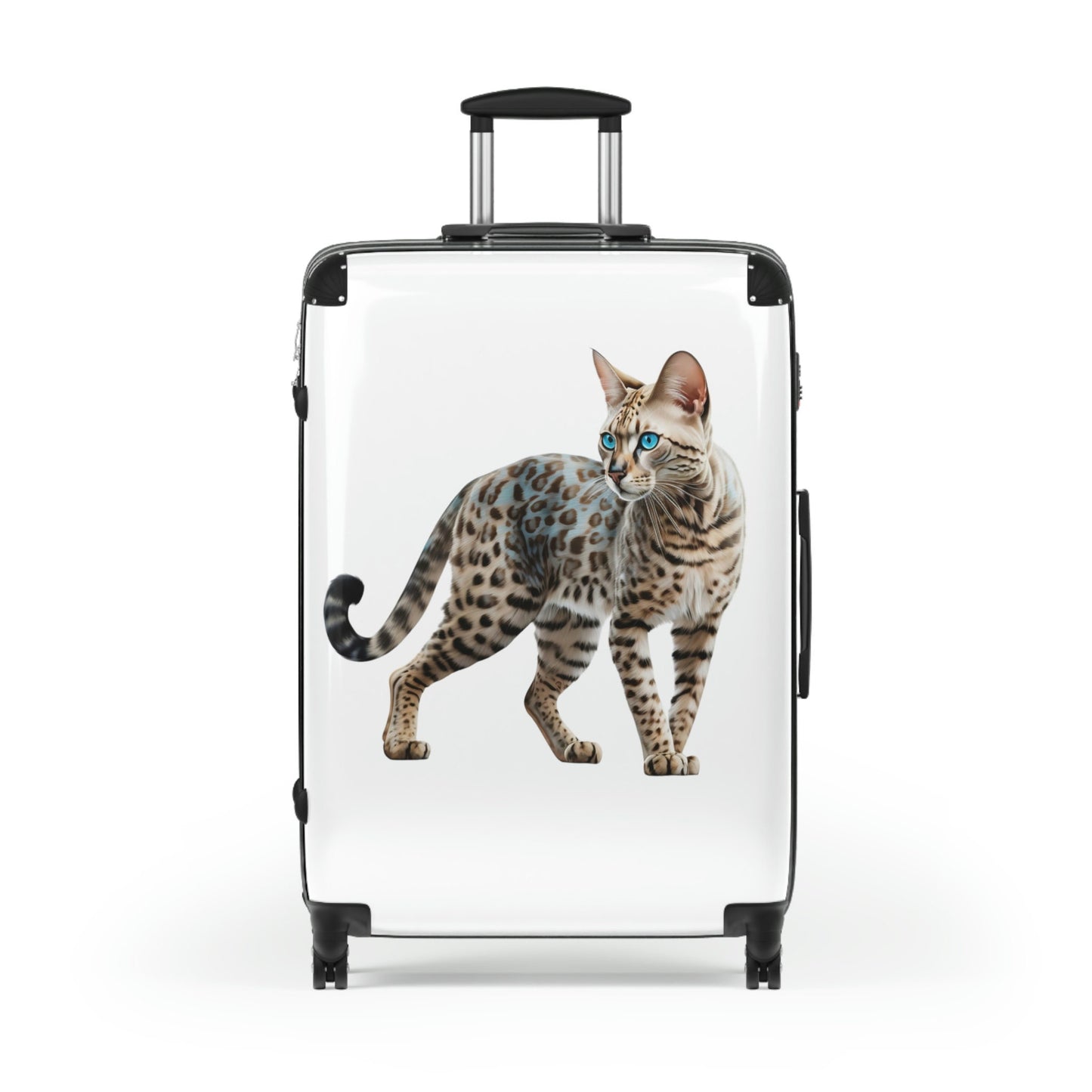 Snow Bengal Cat Suitcase, Blue-eyed Cat, Unique Luggage, Gift for Cat Lover, Seal Lynx Point Bengal Cat Gift
