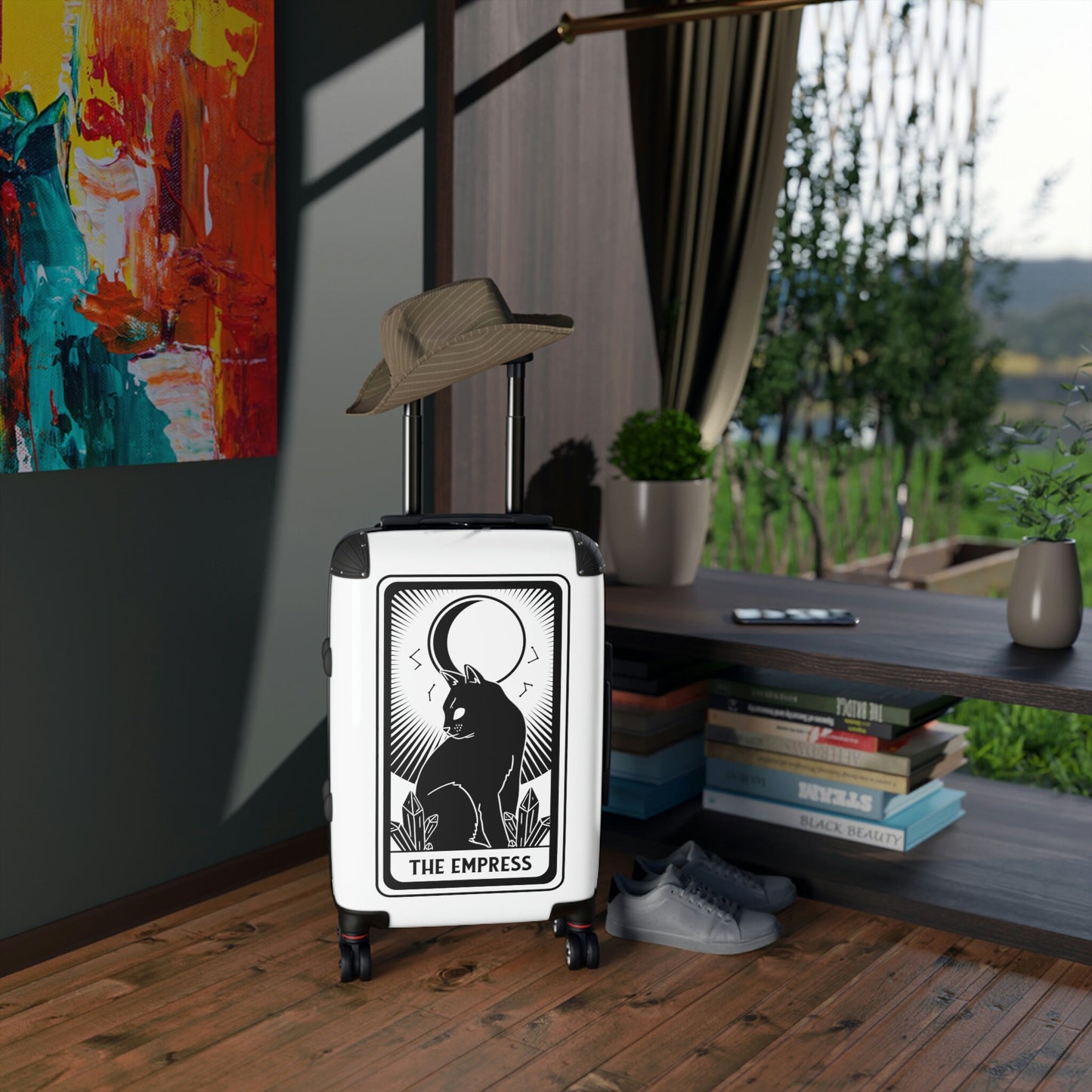 Cat Lover Luggage, The Empress Tarot Card, Black Cat, Gift for Cat Lover, Suitcases Three Sizes