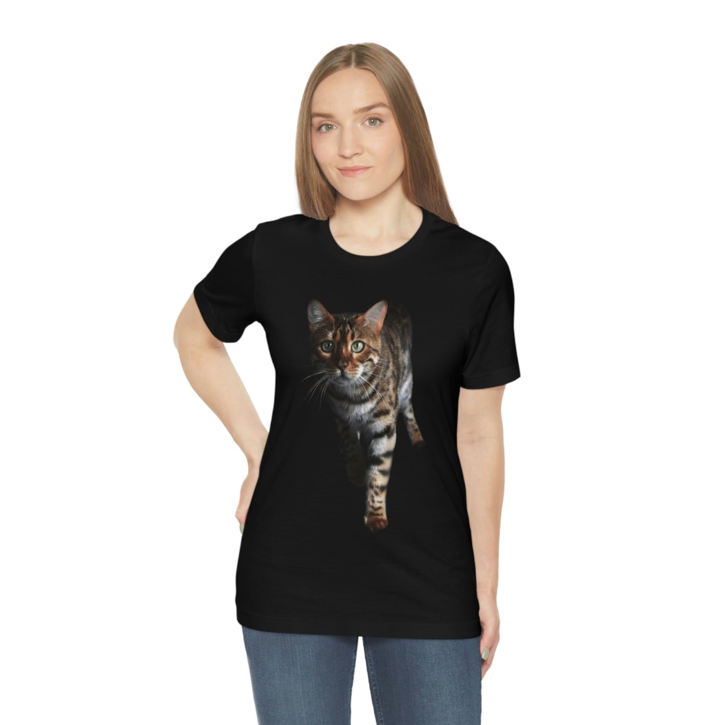 Personalized Bengal Cat T-shirt Unisex Jersey Short Sleeve Tee