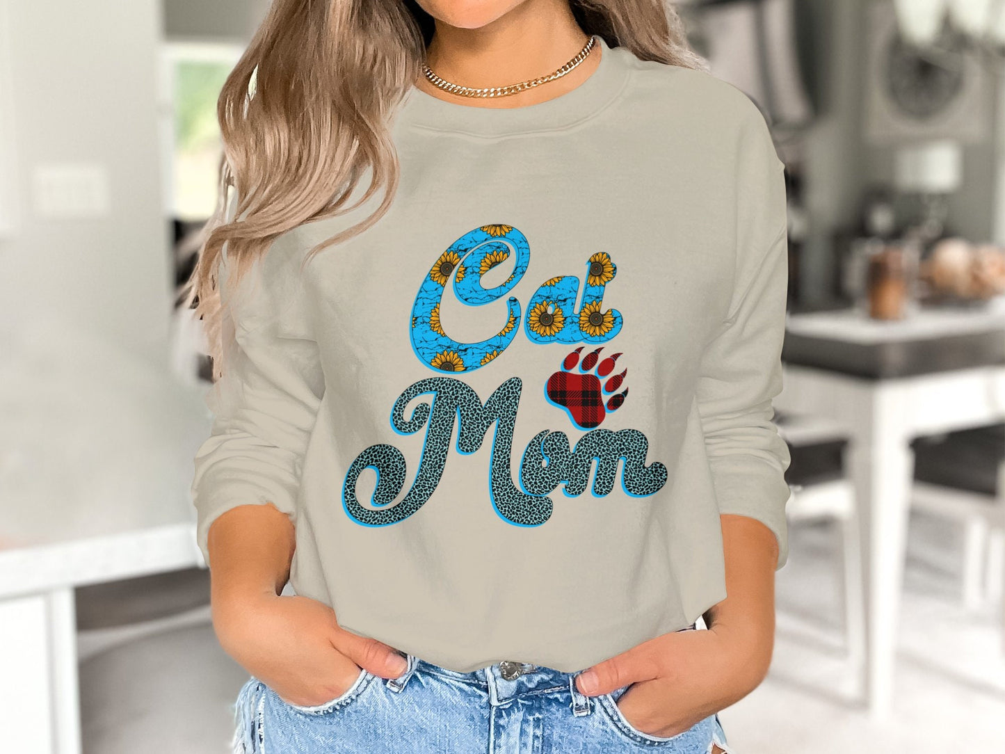 Cute Cat Mama Sweatshirt, Funny Feline Mom Sweat Top, Cat Mom Gift, Cat Pullover, Proud Cat Mom, Cat Lover Gift Mama Top