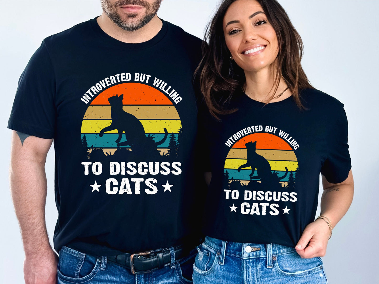 Funny Cat Shirt, Gift for Introverted Shy Person Cat Lover Crazy Cat Mom Dad Lady Unisex Jersey Short Sleeve Tee