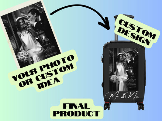 Personalized Suitcase Luggage Set Photos Pets People Places 21 Colors 100% Customizable Suitcase for Events Family Vacations Work Travel