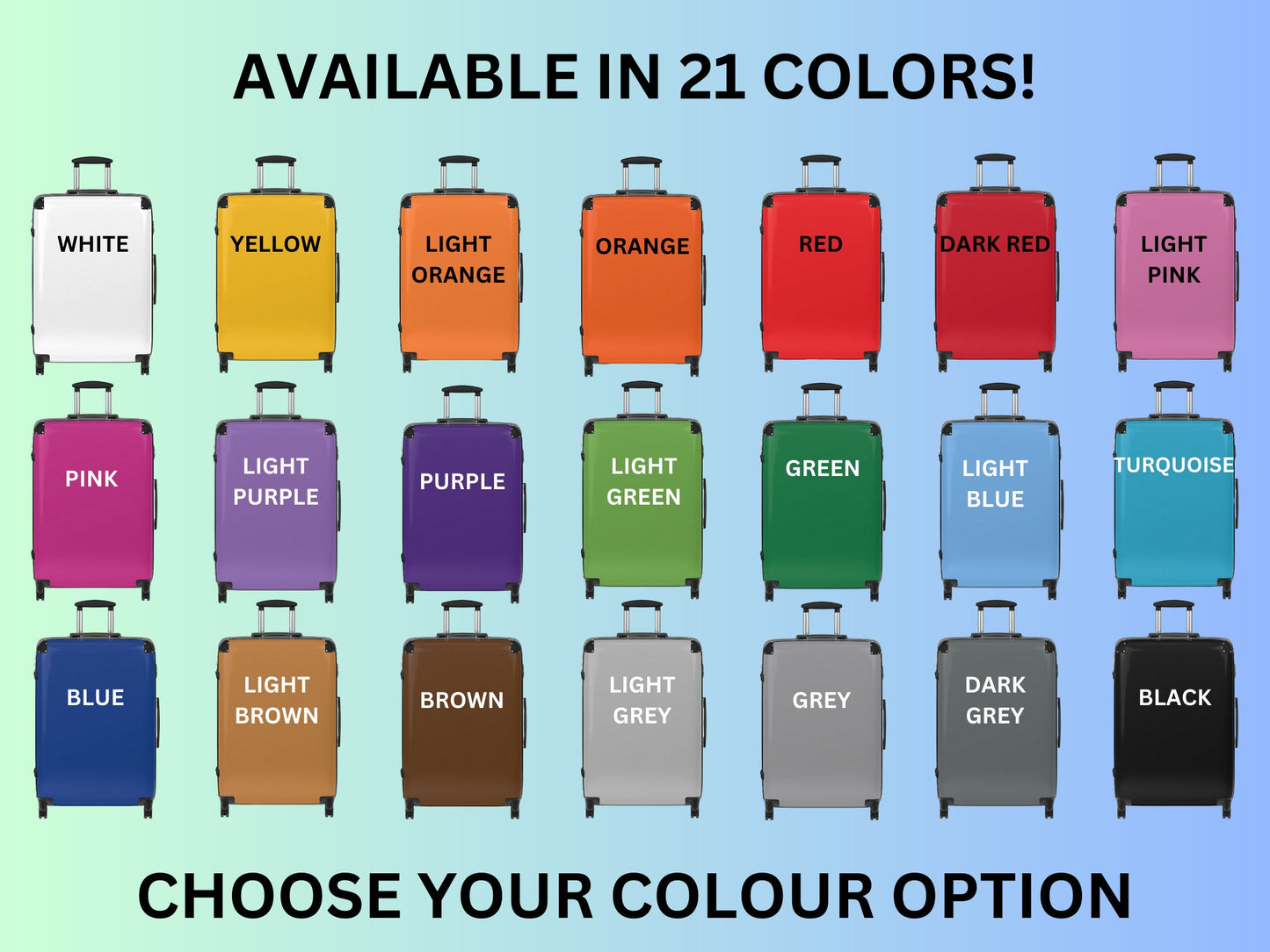 Personalized Suitcase Luggage Set Photos Pets People Places 21 Colors 100% Customizable Suitcase for Events Family Vacations Work Travel