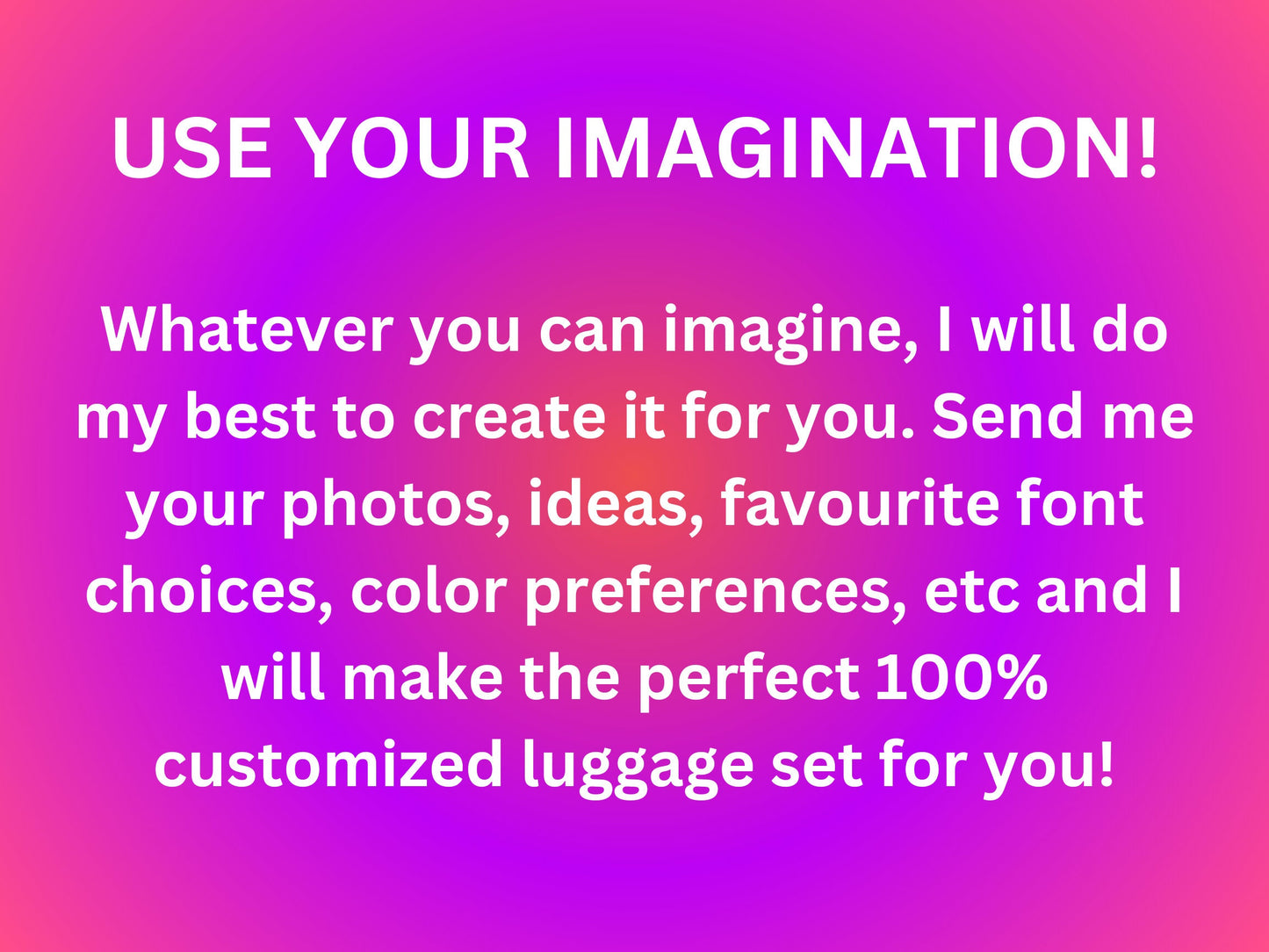 Personalized Suitcase Luggage Set Photos Pets People Places 21 Colors 100% Customizable Suitcase for Events Family Vacations Work Travel