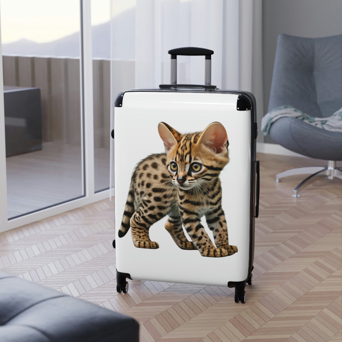 Bengal Kitten Suitcase, Unique Luggage Gift for Cat Lover, Bengal Cat Gift for Cat Dad