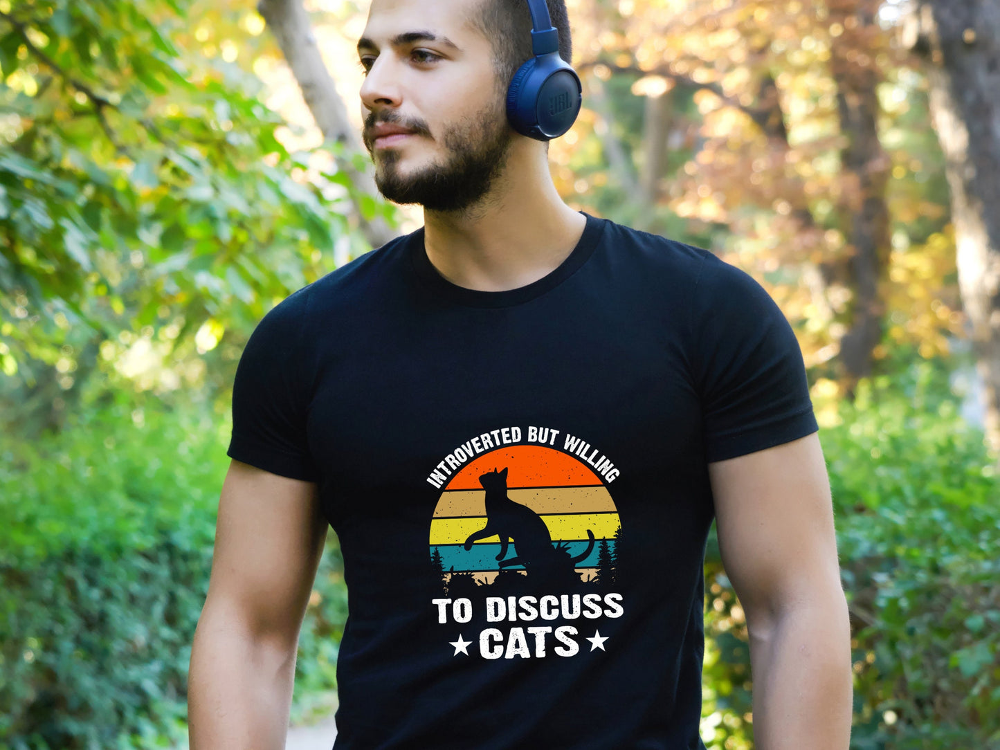 Funny Cat Shirt, Gift for Introverted Shy Person Cat Lover Crazy Cat Mom Dad Lady Unisex Jersey Short Sleeve Tee