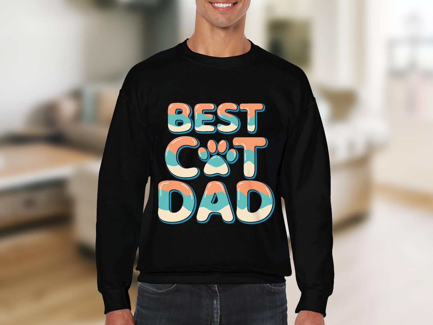Cool Cat Dad Sweatshirt, Funny Feline Father's Day Crewneck Gift, Men's Cat Shirt, Cat Daddy Clothing, Cat Lover Gift