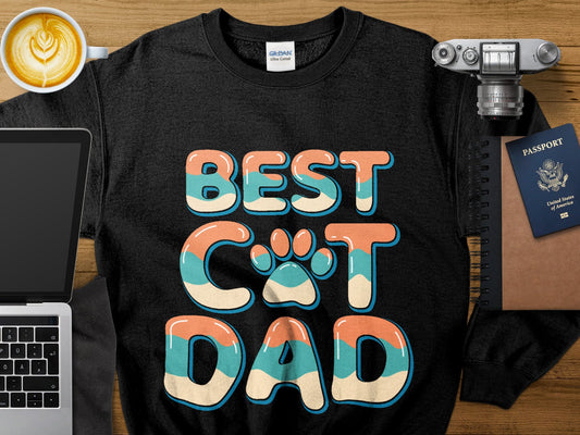 Cool Cat Dad Sweatshirt, Funny Feline Father's Day Crewneck Gift, Men's Cat Shirt, Cat Daddy Clothing, Cat Lover Gift