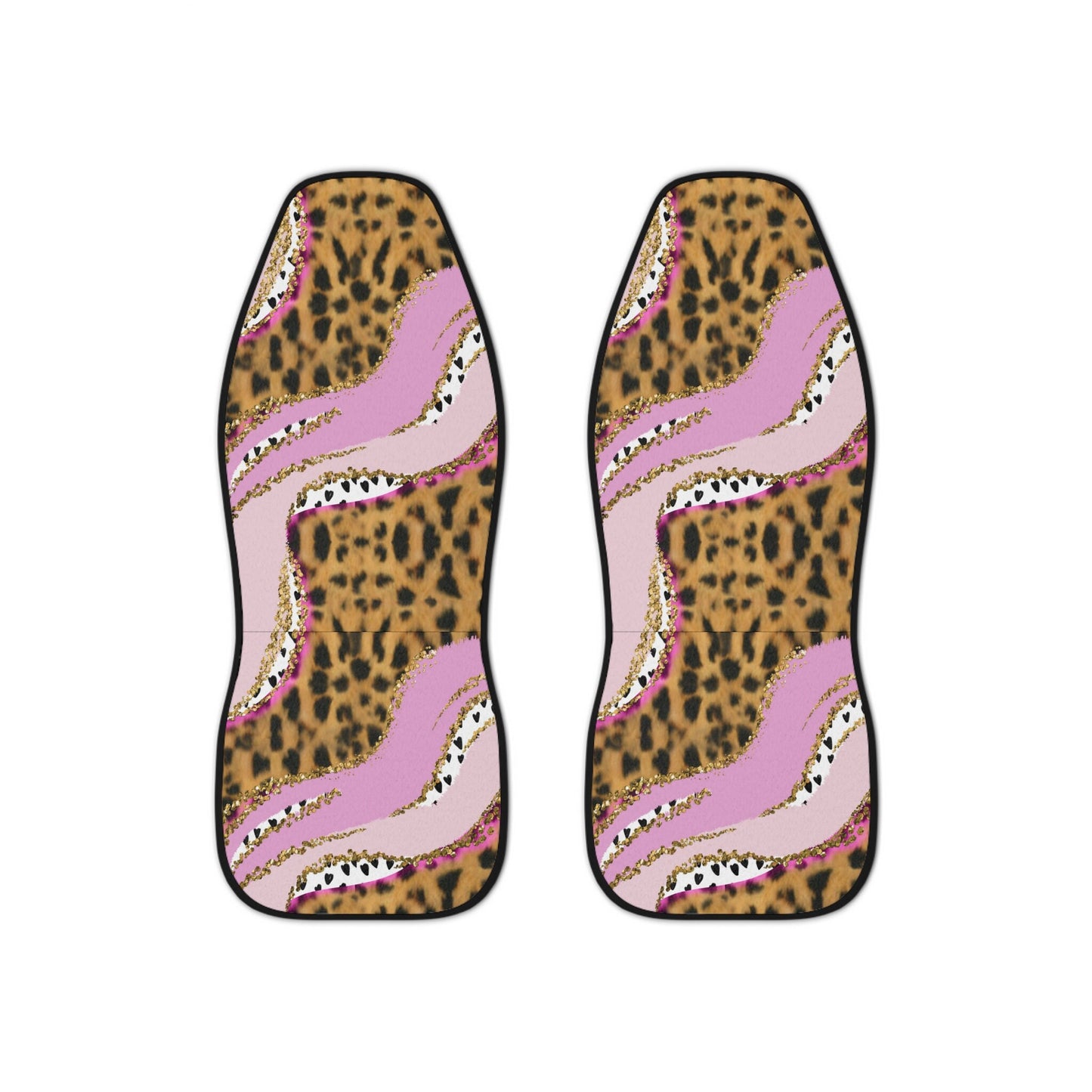Pink Cheetah Print Car Seat Covers, Two Seat Covers, Leopard Print Pink Gift for Her