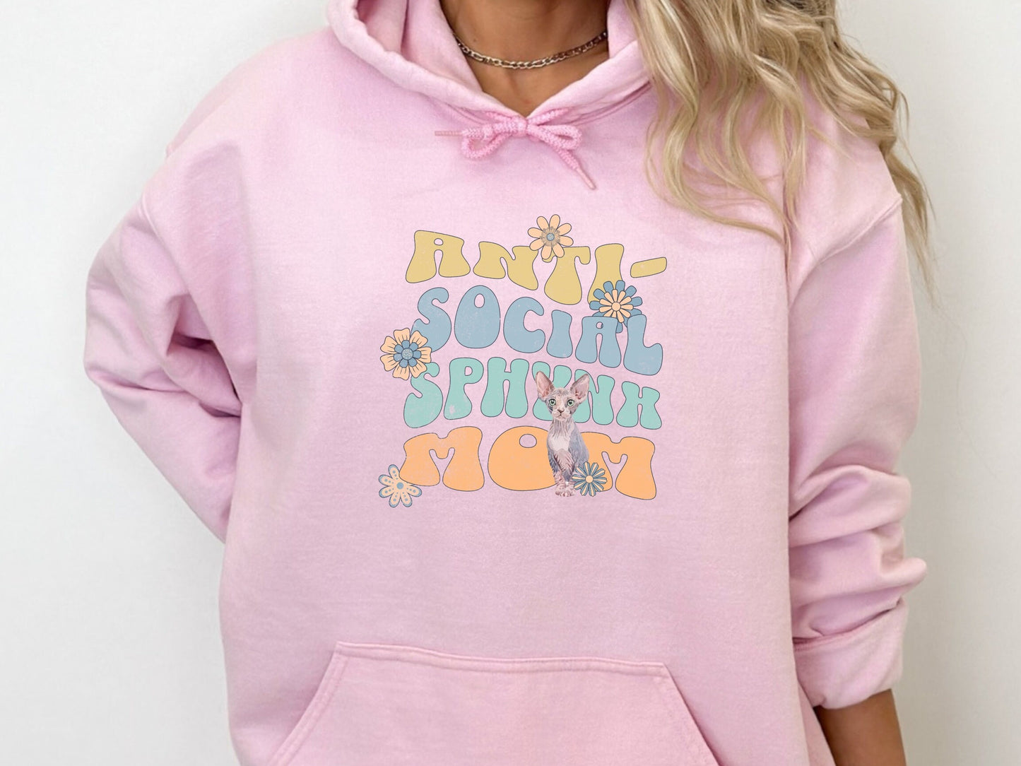 Anti-Social Sphynx Mom Cat Hoodie Sweatshirt Gift for Cat Mom Lover