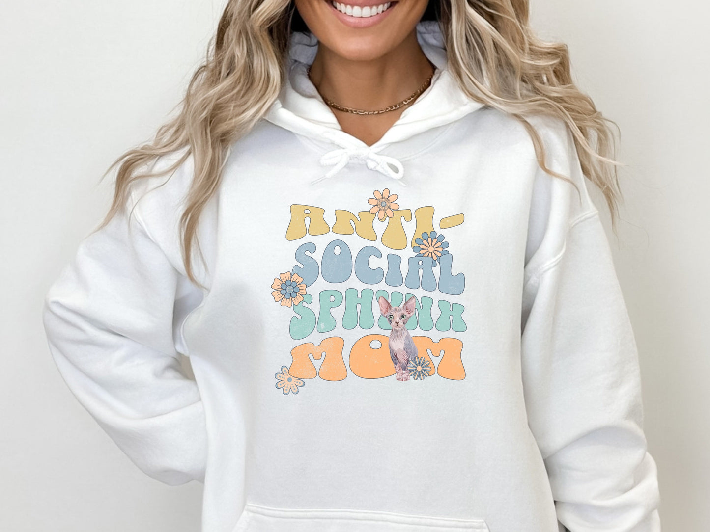 Anti-Social Sphynx Mom Cat Hoodie Sweatshirt Gift for Cat Mom Lover