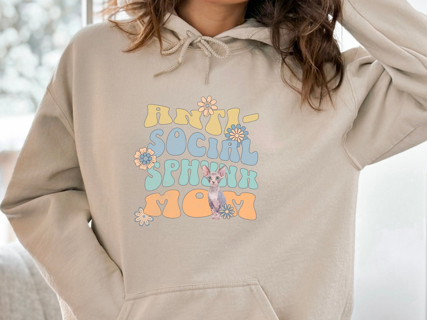 Anti-Social Sphynx Mom Cat Hoodie Sweatshirt Gift for Cat Mom Lover