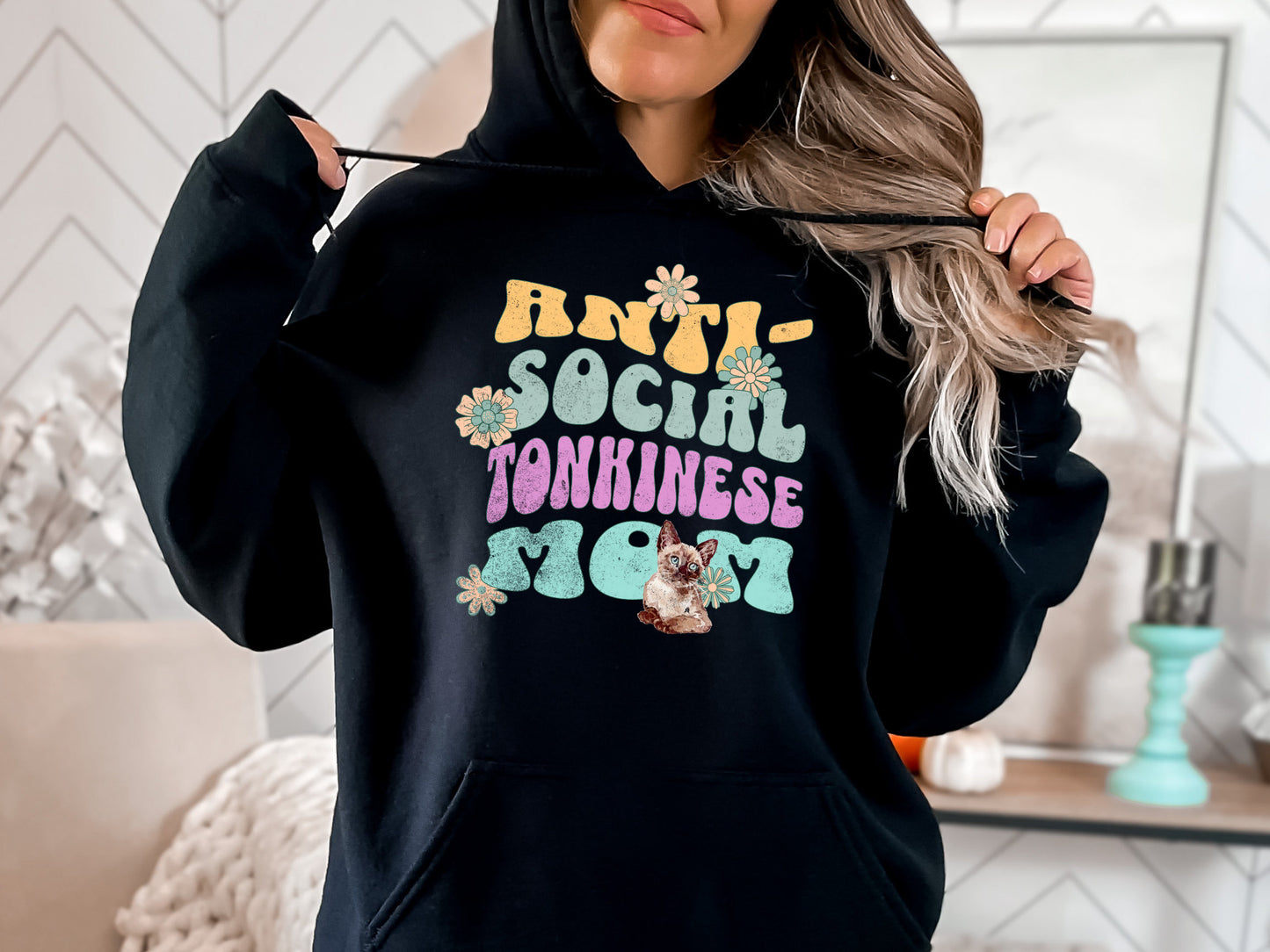 Anti-Social Tonkinese Mom Cat Hoodie Sweatshirt Gift for Tonk Cat Mom Lover