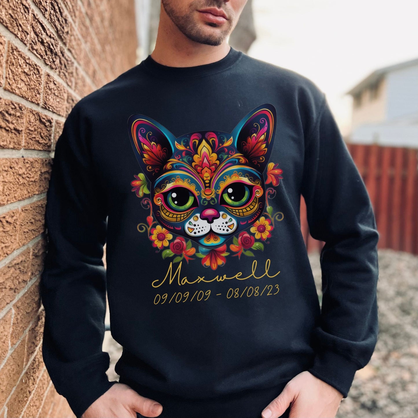 Personalized Cat Memorial Sweatshirt, Dia de los Muertos Shirt, Personalized Shirt for Cat Person, Catmemorial Personalizedmemorial Gift
